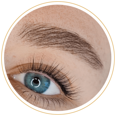 Ergebnis der Augenbrauenlaminierung und Wimpernlifting als Kombination
